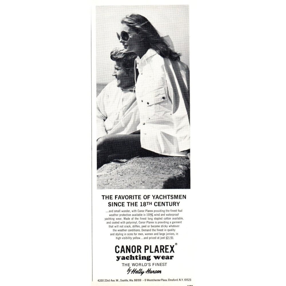 1971 Helly Hansen Canor Planex Yachting Wear Vintage Print Ad Fashion Wall Art